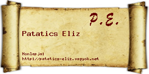 Patatics Eliz névjegykártya